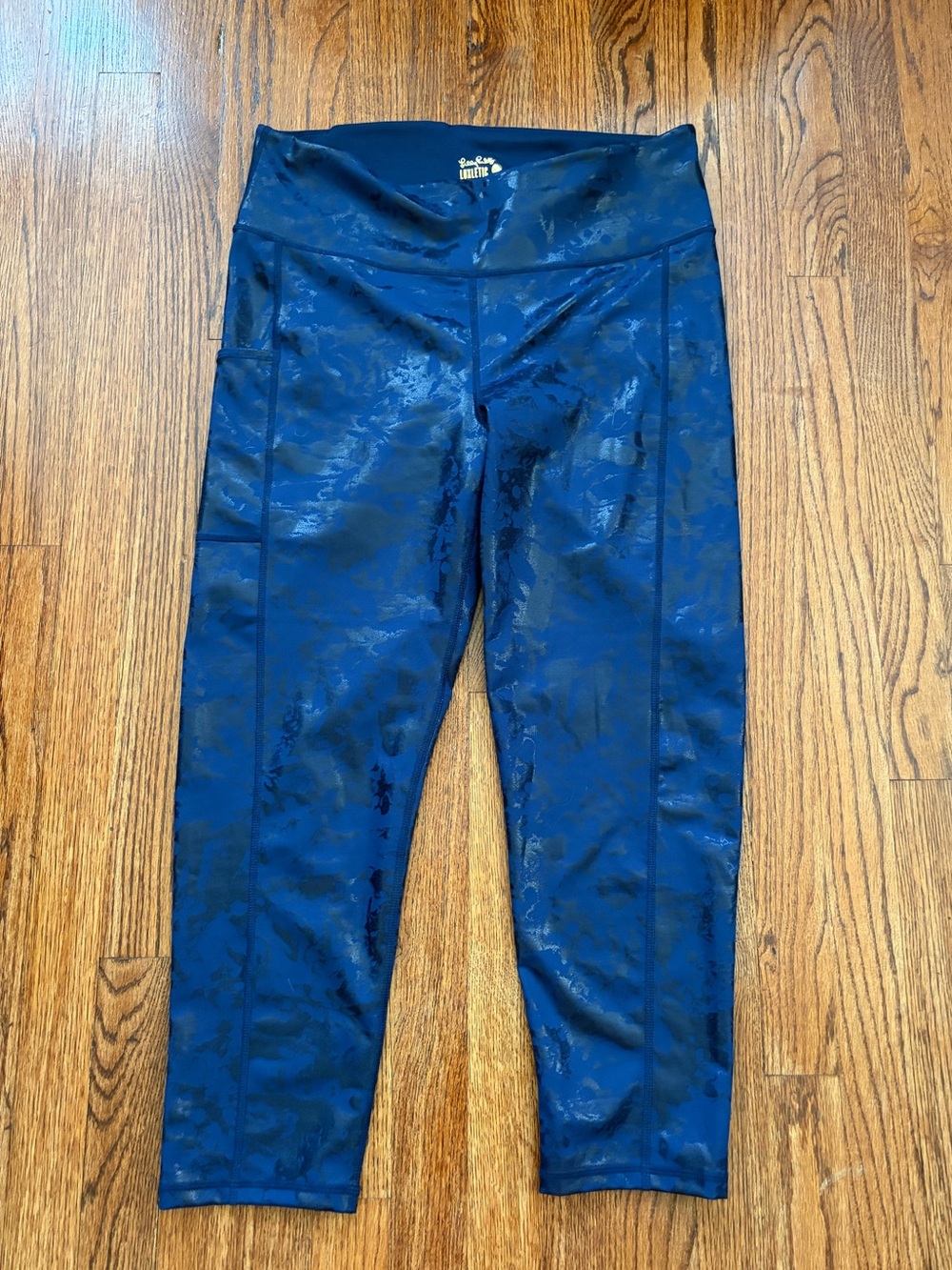 Lilly Pulitzer Weekender High Rise Midi Crop Legging Shoreline Foil Size XL